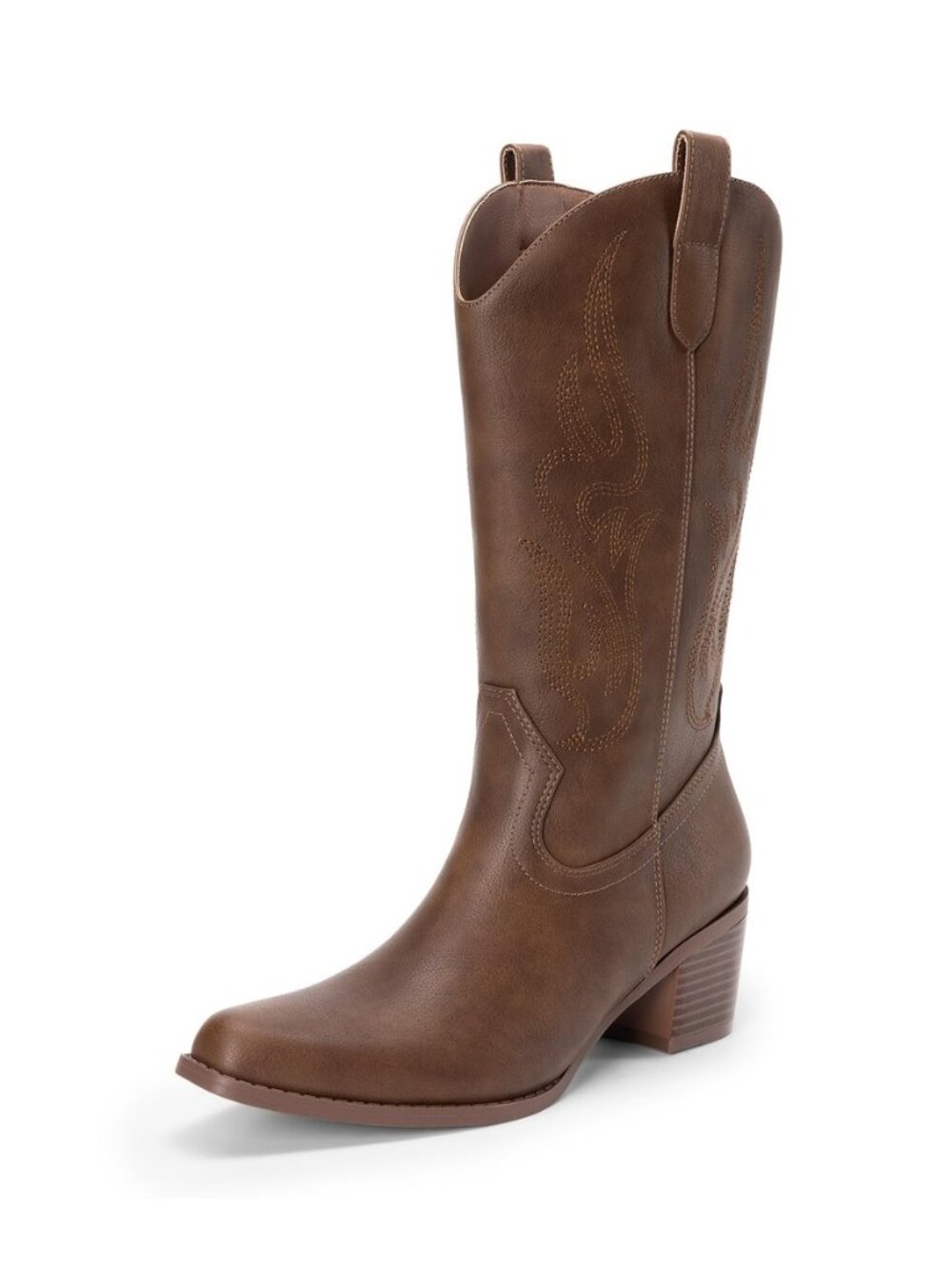 Women's Square Toe Cowboy Mid Calf Western Boots